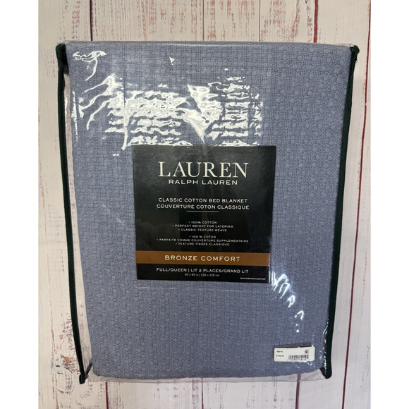 Lauren Ralph Lauren Classic Cotton Bed Blanket Full/Queen NEW Bronze Comfort - Picture 1 of 4